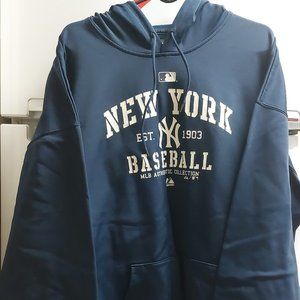 Majestic MLB NY Yankees Authentic Collection Thermal Base Navy Hoodie Size 2XL